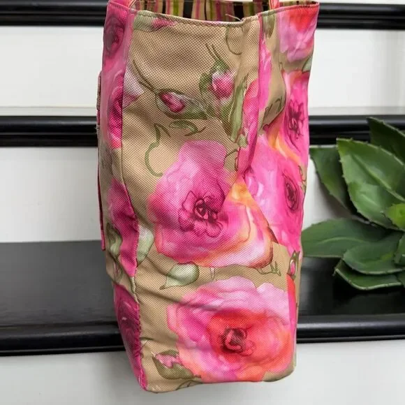 Gigi Hill Los Angeles floral tote handbag purse, pink rose everyday bag - Picture 5 of 9